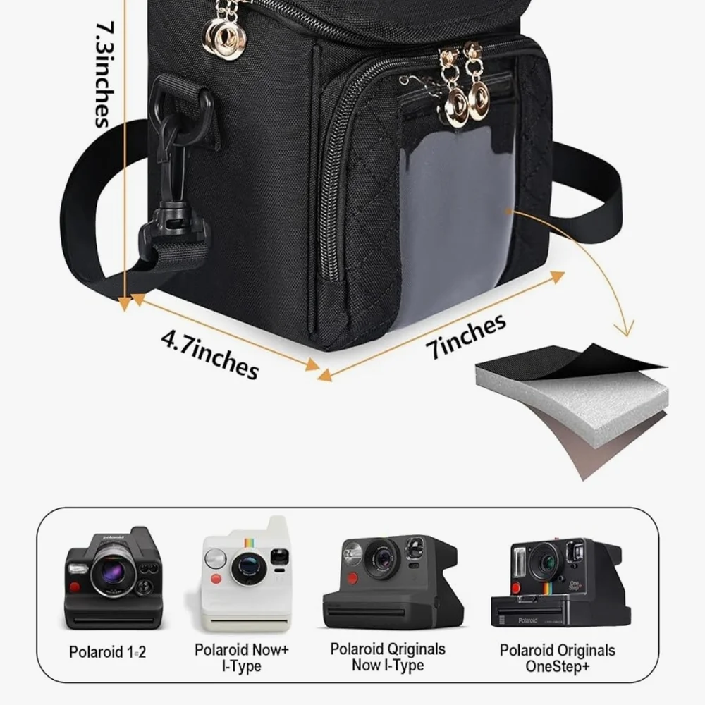 Black Camera Bag with Rainbow Detail